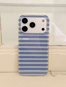 Luxury Striped Soft Phone Case Compatible With IPhone 17 Pro Max, 17 Pro, 12, 16, 15, 14, 13 Pro Max, 16, 15, 14 Plus, 11, 17, 13, Fashionable Anti-Drop Back Cover, Valentine's Day Gift - Blue - View 3