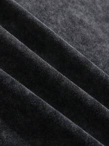 Women's Classic Cherry Red Printed Round Neck 2 Pieces Set, Including Drawstring Shorts, Casual Summer Outfit Black - Black - View 5