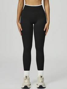 Yefecy 女士户外运动紧身裤，高腰瑜伽健身跑步提臀塑形裤，带口袋运动紧身裤 - 黑色 - 查看 5