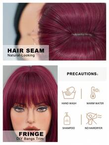 7JHH WIGS 女士葡萄紫红色波波头假发，12英寸优雅短直发，带刘海，柔软自然合成纤维，耐热，适合日常佩戴、音乐节庆典和街头服饰等特殊场合，派对假发配饰 - 中紫紅色 - 查看 7