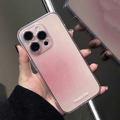 1个渐变扎染粉色穿孔透明手机壳 - 兼容 17 Air 16 15 14 13 12 11 Pro Max Plus，简约时尚手机壳