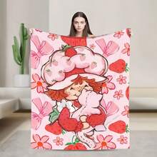 S-Strawberry Pink Shortcake Throw Camping Chair Picnic Blanket Fluffy Plaid Blankets For Decorative Sofa Portable King Lid Downy (6) - 如圖所示 - 查看 13