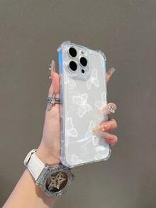 1pc Minimalist Butterfly Pattern Transparent TPU Shockproof Phone Case, Suitable As Holiday Gift For Boyfriend/Girlfriend, Compatible With Apple XS/XS Max/XR/11/12/13/14/14 Plus/15/15 Plus/16/16 Plus/17 And More - Clear - View 4
