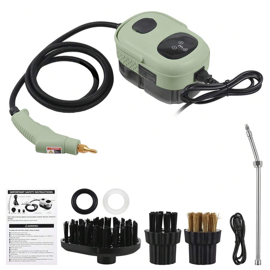2500W High Pressure Steam Cleaner High Temperature Pressurized Steam Cleaning Machine 1100ml 3 Bar Portable Handheld Steam Cleaners with 3 Brush Heads for Home Use Car Detailing - Ver 1