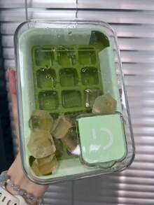 1pc Green Easy-Release Ice Cube Tray With Lid, Large Capacity, Sealed, Easy To Use Ice Mold, Home Kitchen DIY Beverage & Cocktail Ice Maker - Green - View 3