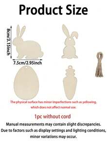 8件套复活节彩蛋、兔子和胡萝卜木制工艺品 | 木制挂饰，空白木片可用于涂鸦装饰，手工装饰画，复活节礼物，复活节装饰品，创意手绘或节日挂饰 - 彩色 - 查看 9