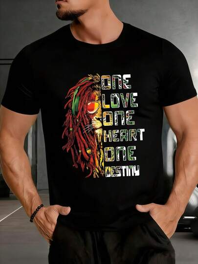 León con rastas y gafas de sol simboliza fuerza unidad y amor incondicional un recordatorio de que todos compartimos un destino común este diseño audaz y vibrante es perfecto para expresar tu individualidad y tu conexión con el mundo transmitiendo un mensaje positivo y poderoso Camiseta de exterior para hombre 220g cómoda transpirable y duradera para todas tus aventuras al aire libre