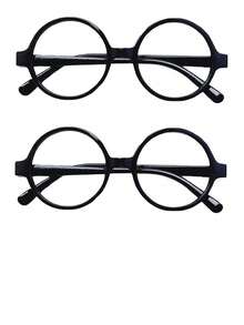 Unisex Round Black Wizard Glasses Frame, No Lenses, Suitable For Travel, Birthday Party, Cosplay And Outfit Matching - Geek Party Supplies, Unisex Solid Color Decorative Photo Props, Stage Performance Props - Simple And Cute Costume Prop - Black - View 13