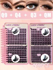 LUCK LTGIRL 1872pcs, D Clusters Lashes Book High Capacity Lashes Kit, D Curl Lash Clusters Multiple Styles Mixed 10-16mm Mega Volume Individual Lashes Wispy Lashes Cluster Lash Set Comes With Bond&Seal Lash Remover And Tweezers, Beginner Friendly - 黑色 - 查看 7