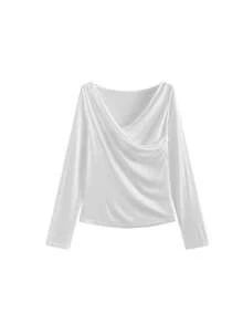 New Design Criss-Cross Long Sleeve Casual Pullover Top For Women Spring White - White - View 4