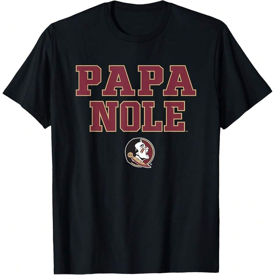 Florida State Seminoles Dad Papa Nole Officially Licensed T-Shirt All Seasons,220g Pure Cotton Single-Sided Printed Crew Neck Short-Sleeved T-Shirt,Unisex Top,Base Layer - Màu 1 - Xem 1