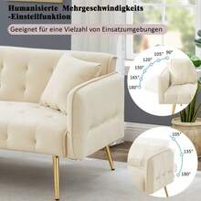 Multifunctional Two-Seater Sofa Bed With Bed Function, Adjustable Backrest, And Multi-Position Armrests. Modern Folding Sofa Bed For Living Room - Velvet Upholstery. Spacious Sleeping Area. - Beige - View 7