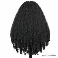 非洲卷发发箍假发，合成编织发质，发尾带有独特的弹性卷曲，22英寸柔软卷发发箍假发，适合，黑色混纺4C型蓬松卷发 - 黑色 - 查看 3