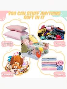 1个大容量沙发收纳袋，透明娃娃及娃娃坐垫套，可水洗耐用大容量PVC毛绒动物收纳凳，带柔软坐垫，多功能节省空间凳，适用于卧室、客厅及节日礼物，耐用家居装饰，娃娃收纳，游戏室收纳盒，透明设计，结构坚固（不含毛绒玩具） - 彩色 - 查看 4