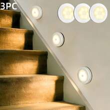 1pc/3pcs/6pcs Motion Sensor Light, Battery Powered LED Night Light, Stick Anywhere Cabinet Light, Stairway, Hallway, Bathroom, Bedroom, Kitchen Wall Lamp - Round Sensor Light - View 8