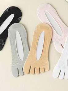 3 Pairs Women's Yoga Toe Socks, Breathable Mesh Fabric, Moisture-Wicking, Invisible Shallow Silicone Grip Liner Socks, Suitable For Spring & Summer - Multicolor - View 6