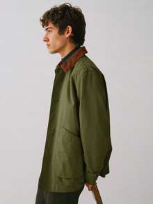 Runcati Chaqueta militar de algodón vintage para hombre, ligera, con botones, bolsillos y casual para exteriores, ideal para primavera - Verde militar - Ver 3