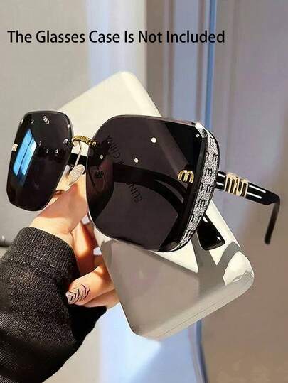 1pc Large Frame Square Retro Women's Glasses, Full Frame Versatile Personalized Fashion Glasses, Suitable For Vacation Travel Beach Accessories