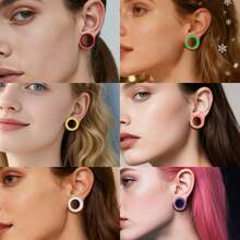 12个/8个装 细圆朋克风 8-19mm PLA耳扩，简约时尚个性化耳塞穿刺饰品 女士新款 - round - 查看 3