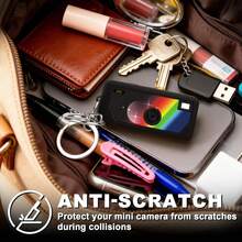 ALKOO Silicone Case For CHARMERA Keychain Digital Camera Blind Box, Photo Mini Keychain Camera Sleeve With Precise Cutouts & Scratch Protection - Camera NOT Included (Box Only) - Black - View 6