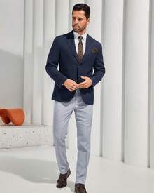 1PC  Spring/Fall  Summer    Slim Fit    Wedding  Business  Party - 深藍色 - 查看 4