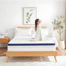 DreamFit Colchón Ortopedico,Colchon Matrimonial 135*190*25CM Híbrido En Caja,Ergonómico,Espuma de Alta Densidad Memory Foam,,Antibacteriana,Antiácaros,Transpirabilidad,Antialérgico,Resistente a la humedad,Alivio de Presión y Extremadamente Cómodo,Firmeza Media,Certificado CertiPUR-US®, Economico,Colchones Resortes - Azul y blanco - Ver 2