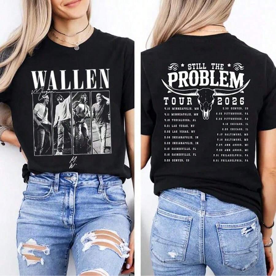 Morgana Wallen Still The Problem Tour 2026 2 Sided Shirt, Morgana Wallen Country Music Tee, Morgana Wal - 黑色 - 查看 1