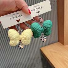 1 Pc Niche Design Sweet 3D Bowknot Heart Pendant, Multi-Use Charm For Car Keychain/Bag/Phone - Màu xanh lá cây, 1 chiếc - Xem 4