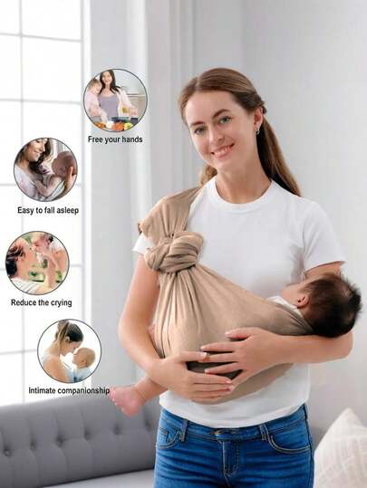 LELE LON Sears Double-Ring Linen Baby Carrier, Newborn Infant Outdoor Simplistic Front Carry Wrap Carrier