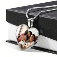Customized Photo Necklace, Stainless Steel Photo Pendant Necklace, Personalized Necklace, Elegant Classic Style, Birthday, Thanksgiving, Christmas Custom Gift For Him/Her, Perfect Gift For Friends, Couples, Mothers, Classmates - Multicolor - View 2