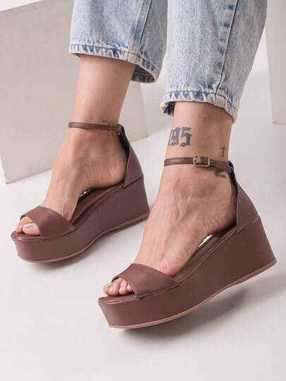 Sandália Feminina Anabela Salto Alto Plataforma Casual Confortável Elegante