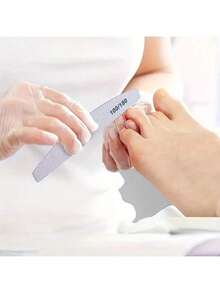 10pcs Crescent-Shaped 100/180 Grit Wooden Nail File Double-Sided Sandpaper Board, Washable & Reusable Nail Buffer Block, Nail Care Tool For Natural Nails, Home & Salon Use - White - View 8