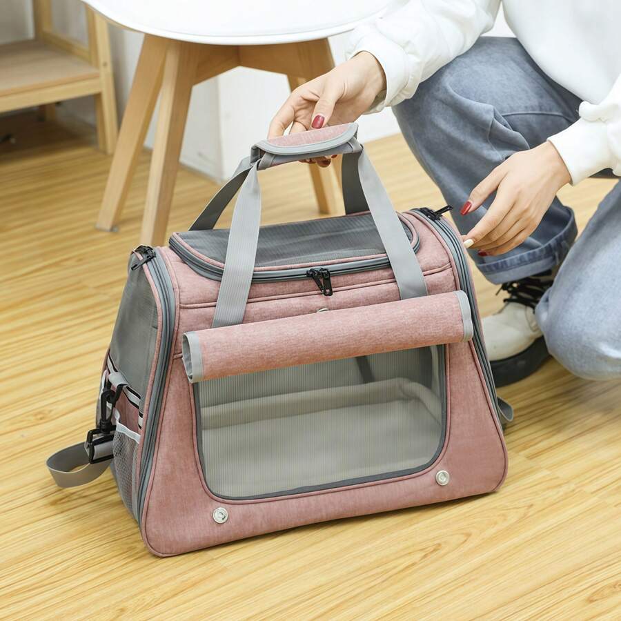 Portable Cat Carrier Bag, Foldable Cat Bag, Reflective Pet Shoulder Bag, Cat Crossbody Backpack, Outdoor Travel Carrier (Pink) - Hồng - Xem 1
