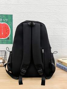 New Korean Style Chic Minimalist Casual Backpack, Durable And Versatile - Black - View 4