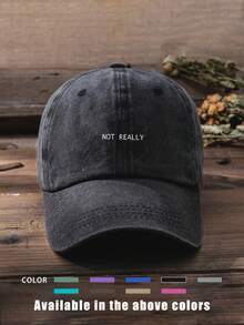 1pc Printed "NOTREALLY" Washed Baseball Cap, Adjustable Outdoor Sun Protection Casual Hat Suitable For Spring/Autumn Travel, Beach, Y2K Style For Young People - Baseball Cap - View 14
