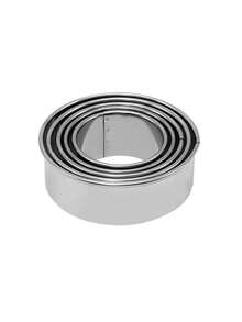 Bộ 5 khuôn bánh bao/bánh há cảo tròn bằng thép không gỉ - Vòng khuôn có thể thay thế, thích hợp làm bánh ngọt, bánh quy tại nhà, dễ vệ sinh, bền chắc, lý tưởng cho người nội trợ. - Bạc - Xem 5