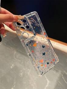 1个心形植物图案透明防摔手机保护壳，TPU材质，适合作为节日礼物，兼容三星手机，男女通用 - 彩色 - 查看 3