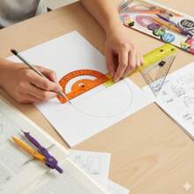 Juego de herramientas geométricas flexibles de 6 piezas con transportador y compás, herramientas de aprendizaje y enseñanza, juego geométrico flexible de colores. - Multicolor - Ver 4