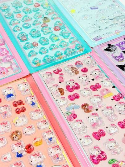 3D Stereoscopic Transparent Stickers, Cute Japanese Design, Dreamy Sweet Girly Style, Minimalist. Reusable High Adhesive Backing, And Non-Damaging Application. Decorate Phones, Laptops, Water Bottles, Etc. (Random Color Delivery)