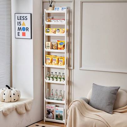 8-Tier Ultra Slim Storage Cabinet - Space-Saving Plastic Organizer For Narrow Spaces, Bathroom & Kitchen Door