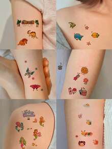 (30pcs/Set) Colorful Cartoon Temporary Tattoos, Including Hundreds Of Designs Such As Cartoon Animals, Mermaids, Unicorns, Colorful Butterflies, Little Trucks, Cute Cartoon Fruits & Vegetables, As Well As Space Planets, Pirates, Robots, Also Suitable As Gifts For Friends, Waterproof Long-Lasting Realistic Temporary Tattoo Stickers, DIY Use - Multicolor - View 3