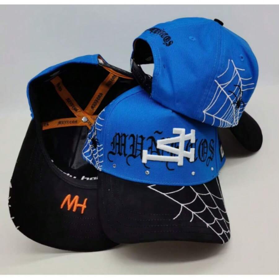 Gorra de Béisbol con Diseño de Telaraña: Estilo Urbano y Subcultural - Azul brillante + negro - Ver 1
