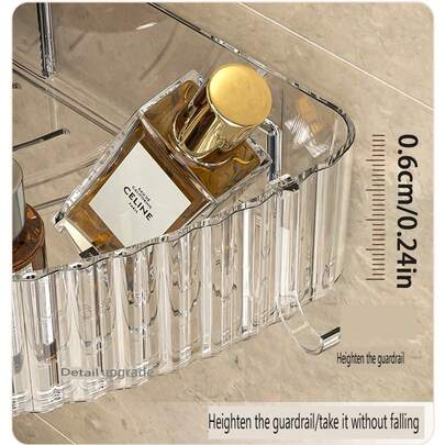 1pc/2pcs Triangular & Rectangular Transparent Storage Rack With Towel Bar, Hooks, Drainage Holes, Bathroom Shelf For Shower Gel, Shampoo Bathroom Accessaries