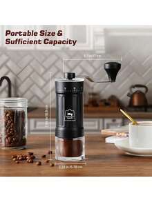 Hand Cranked Coffee Grinder - Adjustable Gear, Ceramic Grinding Head, Extended Stainless Steel Handle, Easy To Clean Glass Powder Compartment. - Multicolor - View 3