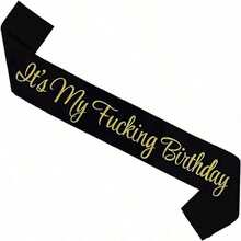 Birthday Belt, It's My Birthday Flashing Belt, Suitable For Both Men And Women, 16th 18th 21st 22nd 30th 50th 60th 70th 80th 90th Party Supplies, A Prank Gift For Him Or Her,Christmas - 黑色布料 + 純金字 - 查看 1