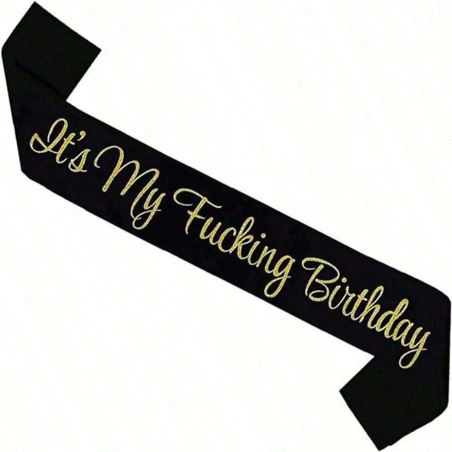 Birthday Belt, It's My Birthday Flashing Belt, Suitable For Both Men And Women, 16th 18th 21st 22nd 30th 50th 60th 70th 80th 90th Party Supplies, A Prank Gift For Him Or Her,Christmas - 黑色布料 + 純金字 - 查看 1