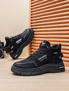 بوت كاجوال للكاحل للرجال، بوت كاجوال خفيفة الوزن عالية الكاحل للاستخدام الخارجي - الأسود - مشاهدة 2