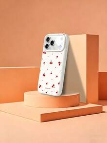 1 chiếc ốp lưng điện thoại silicon lỏng mềm mại, tối giản, màu đỏ anh đào, họa tiết chấm bi và chữ cái, chống sốc, tương thích với Apple 11/12/13/14/14Plus/15/15Plus/16/16Plus/17/17Pro - Nhiều màu - Xem 6