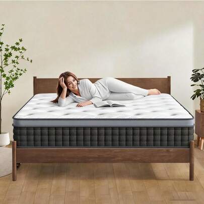 DreamFit Colchón Ergonómico Híbrido,Colchon Queen Size 150*190*25 CM En Caja,Espuma de Alta Densidad Memory Foam,Ortopedico,Antibacteriana,Antiácaros,Transpirabilidad,Antialérgico,Resistente a la humedad,Alivio de Presión y Extremadamente Cómodo,Firmeza media,Certificado CertiPUR-US®,Colchones Resortes