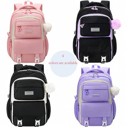 3pcs Backpack Set - Fashionable Nylon Travel Bag With Handbag And Pouch, Washable, Large Capacity, Cute Pendant Decor